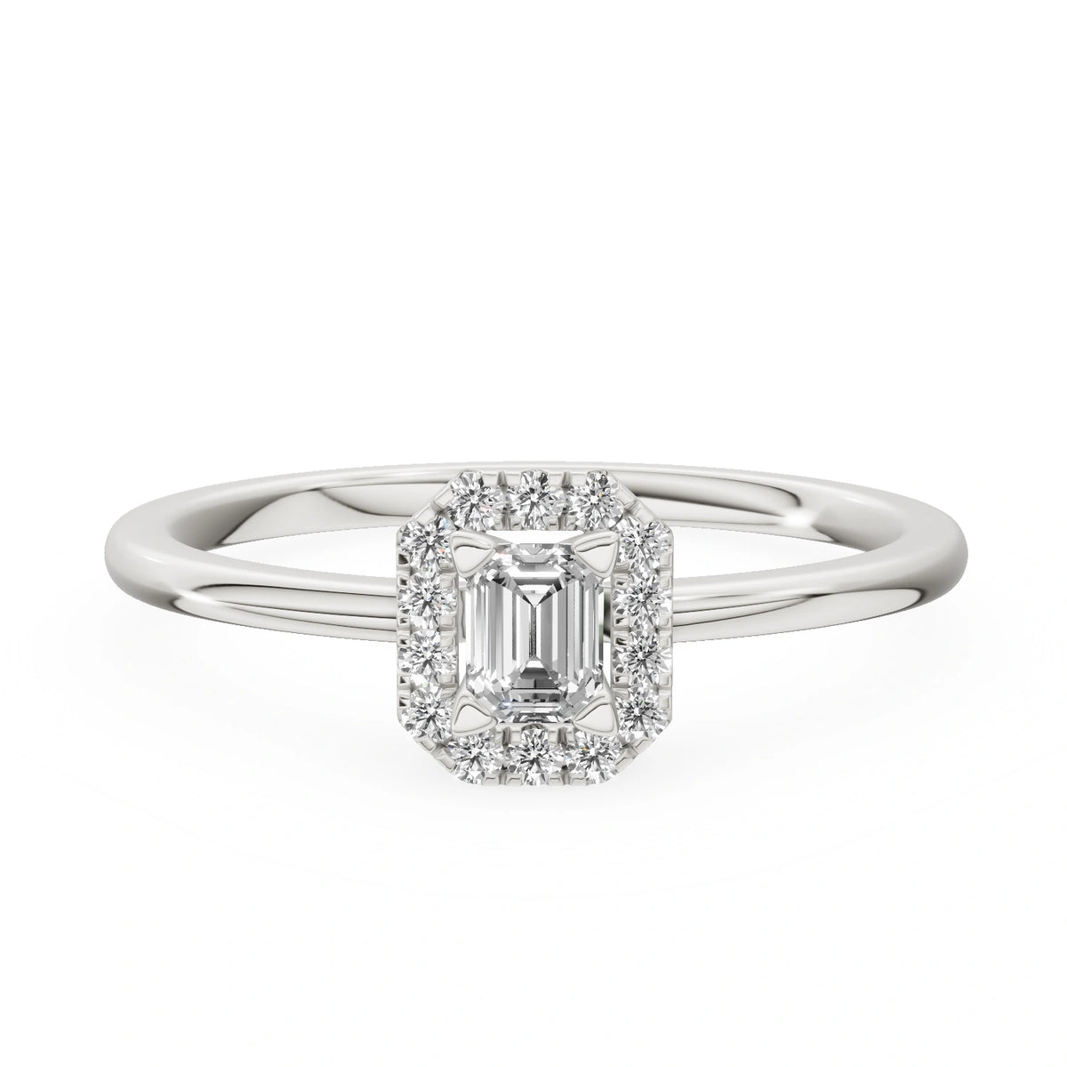White Gold 14K (585) Engagement Ring - Gremari Seven Aura with 0,15ct Lab Grown Diamond, Emerald Cut