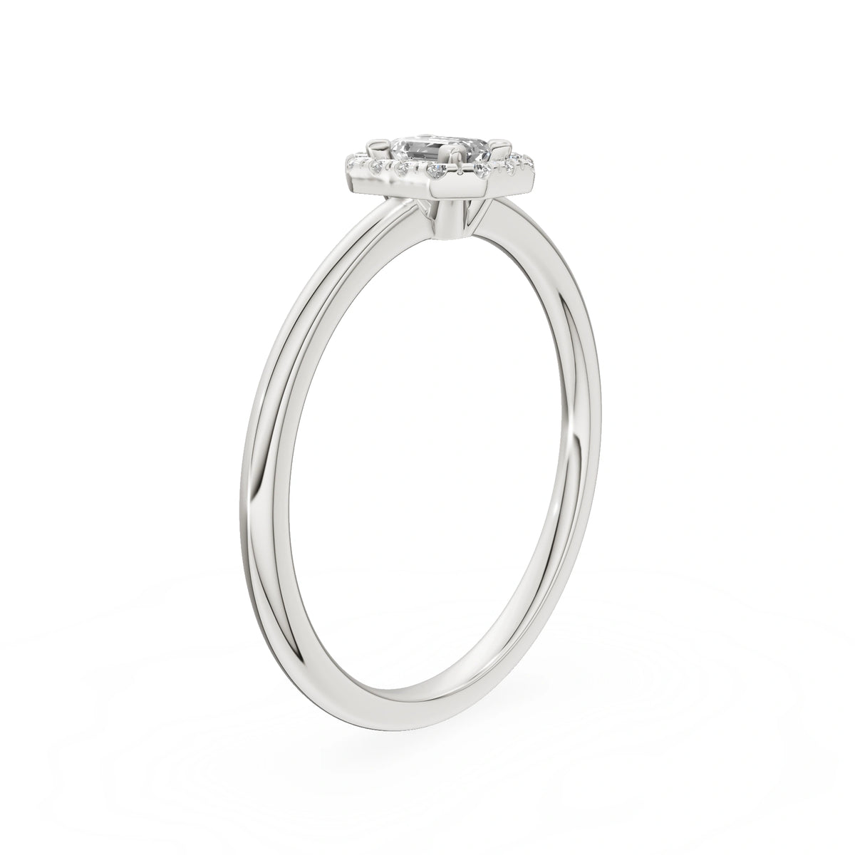 White Gold 14K (585) Engagement Ring - Gremari Seven Aura with 0,15ct Lab Grown Diamond, Emerald Cut