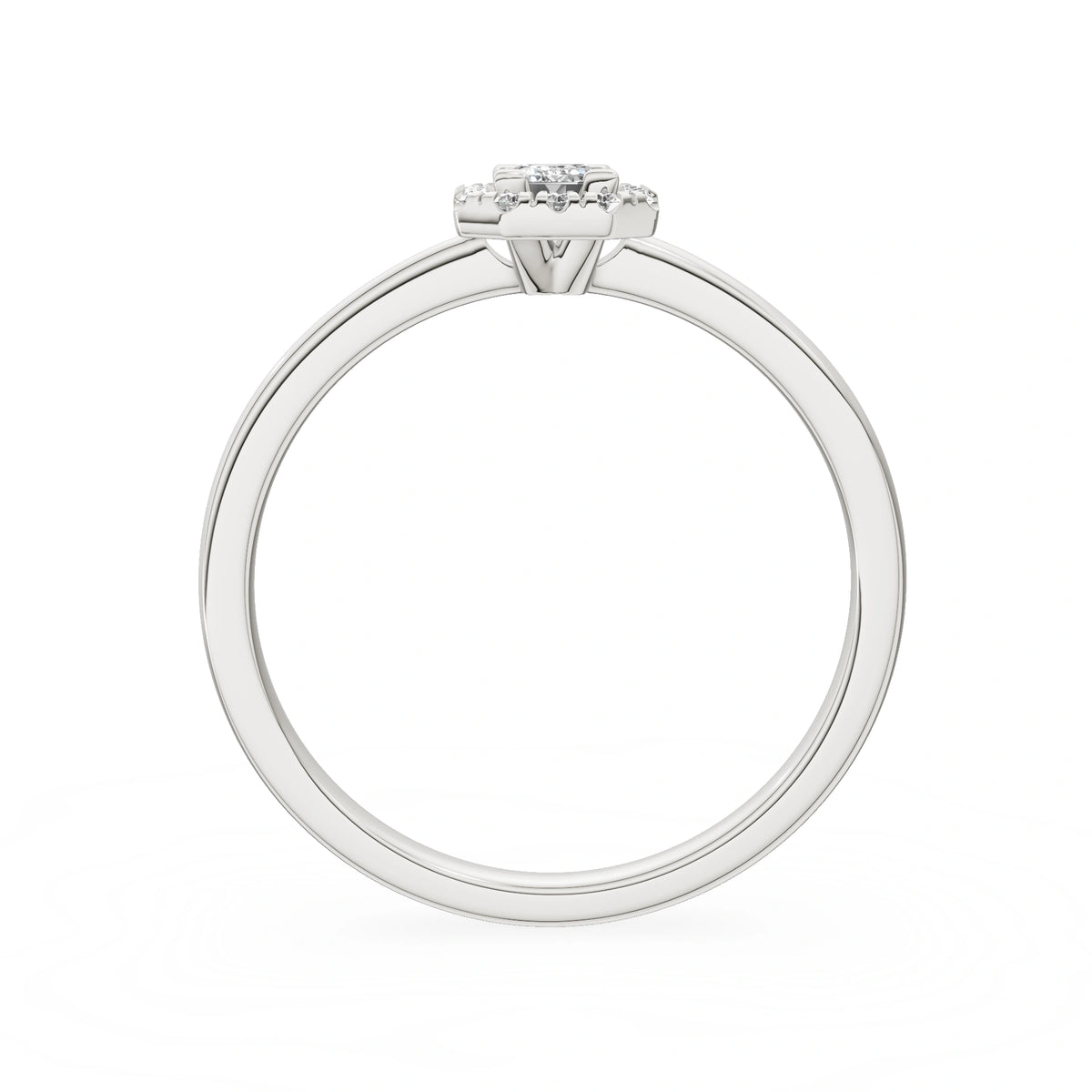 White Gold 14K (585) Engagement Ring - Gremari Seven Aura with 0,15ct Lab Grown Diamond, Emerald Cut