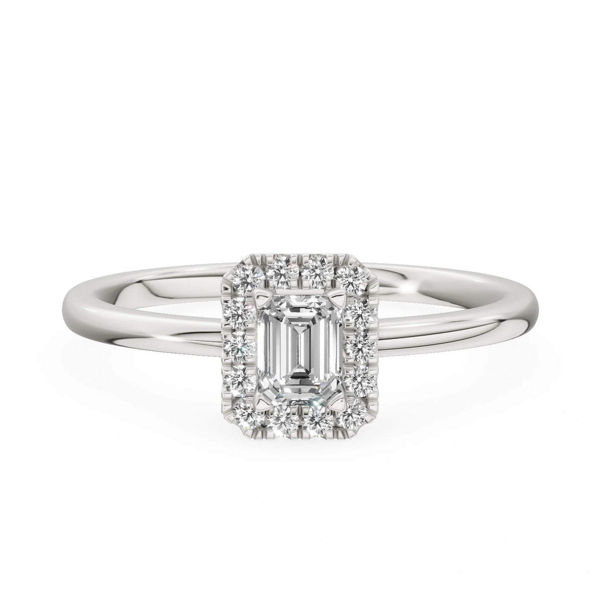 White Gold 14K (585) Engagement Ring - Gremari Seven Aura with 0,24ct Lab Grown Diamond, Emerald Cut