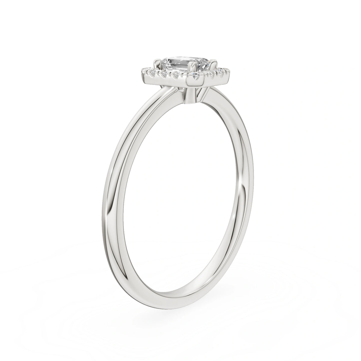 White Gold 14K (585) Engagement Ring - Gremari Seven Aura with 0,24ct Lab Grown Diamond, Emerald Cut