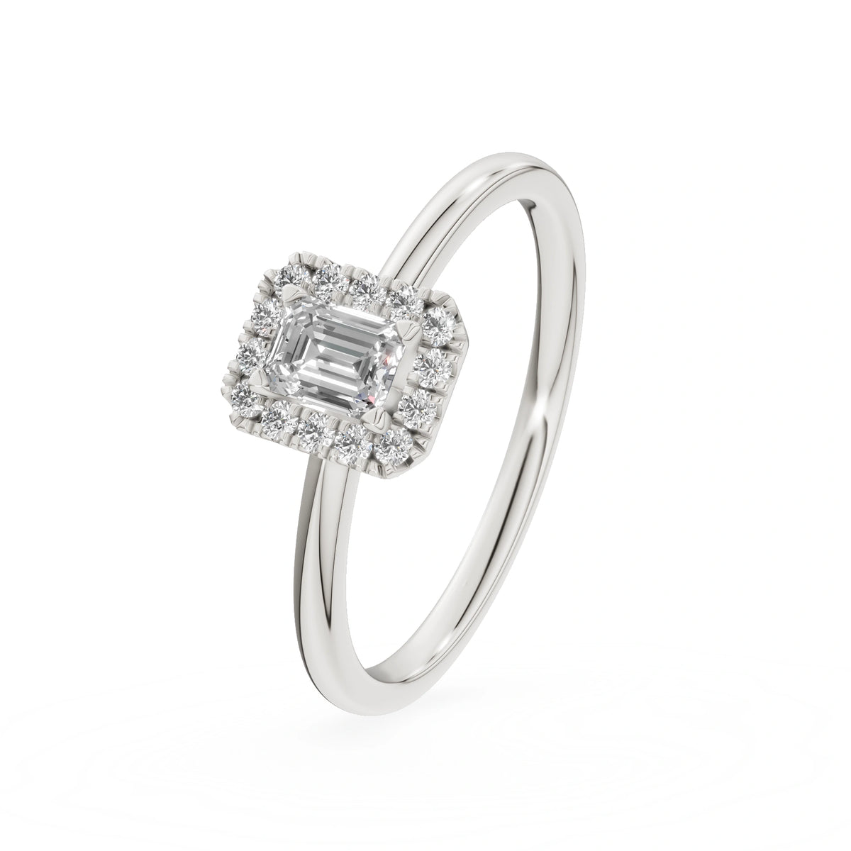 White Gold 14K (585) Engagement Ring - Gremari Seven Aura with 0,24ct Lab Grown Diamond, Emerald Cut