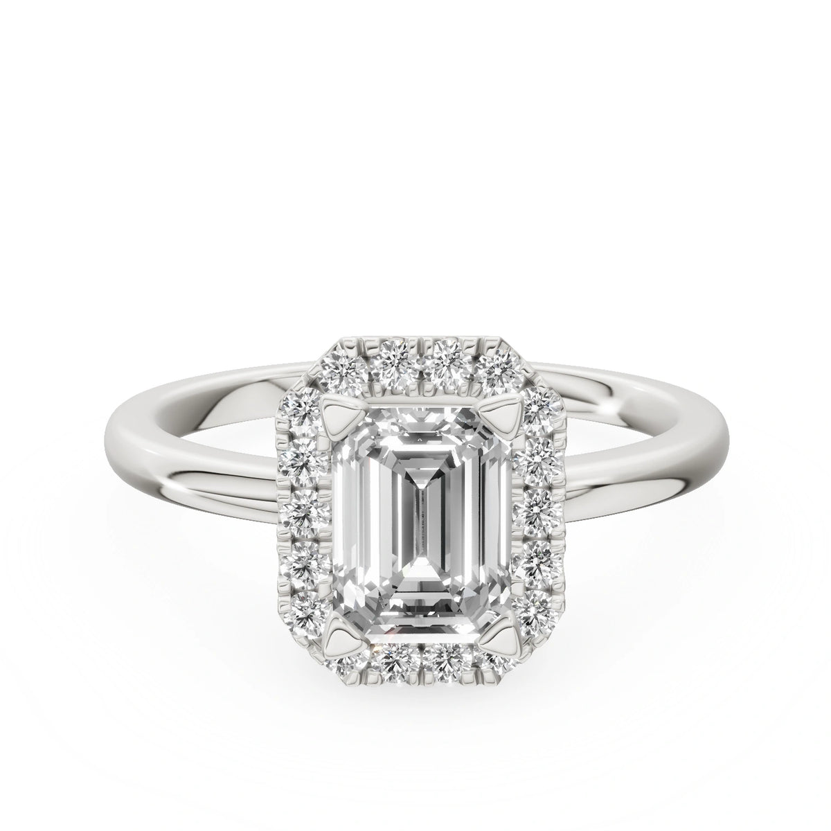 White Gold 14K (585) Engagement Ring - Gremari Seven Aura with 1,00ct Lab Grown Diamond, Emerald Cut