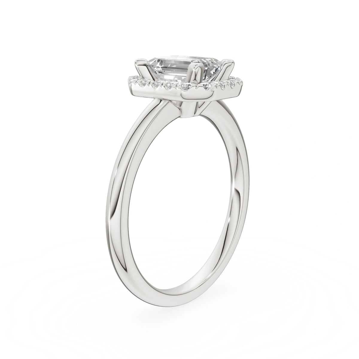 White Gold 14K (585) Engagement Ring - Gremari Seven Aura with 1,00ct Lab Grown Diamond, Emerald Cut