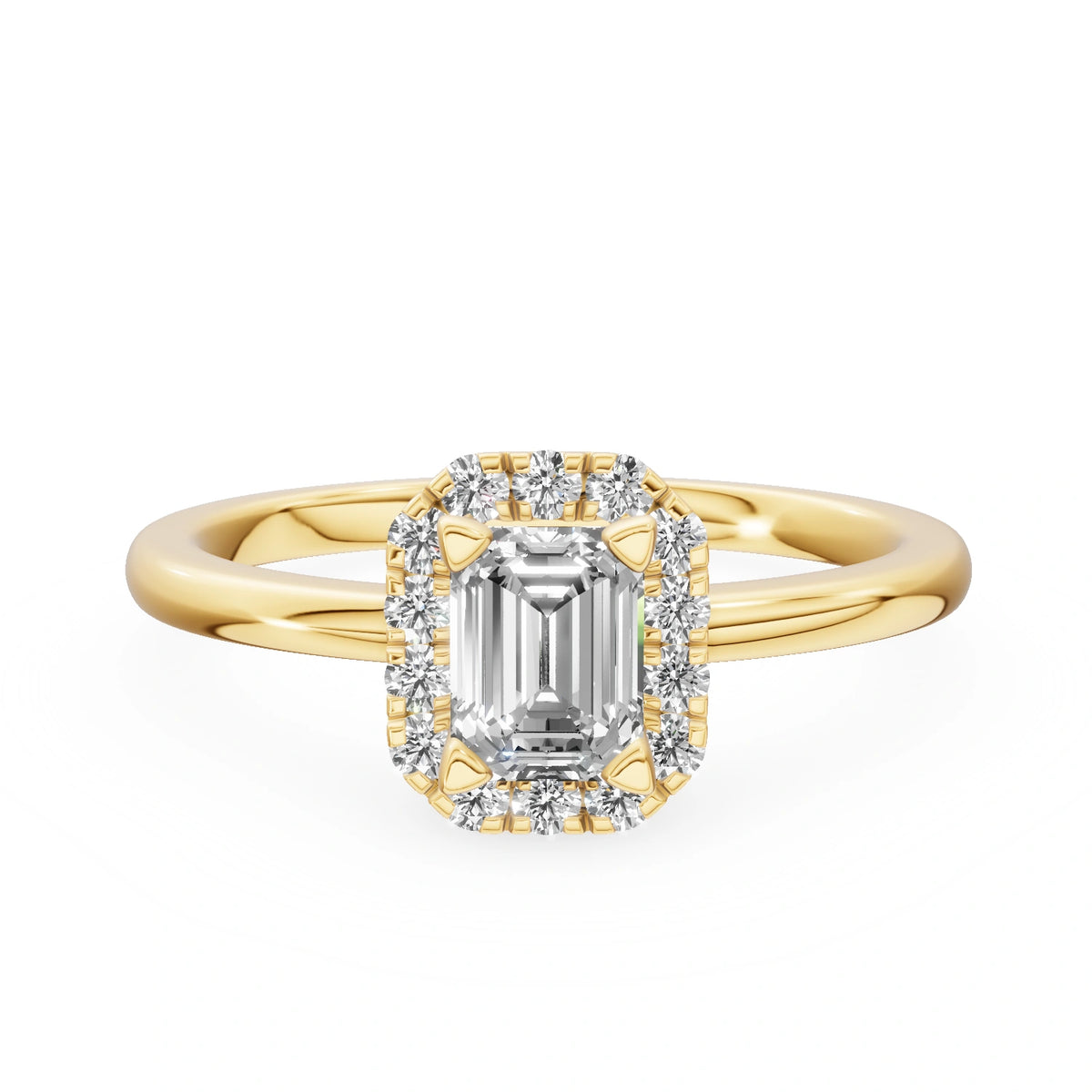 Yellow Gold 14K (585) Engagement Ring - Gremari Seven Aura with 0,50ct Lab Grown Diamond, Emerald Cut
