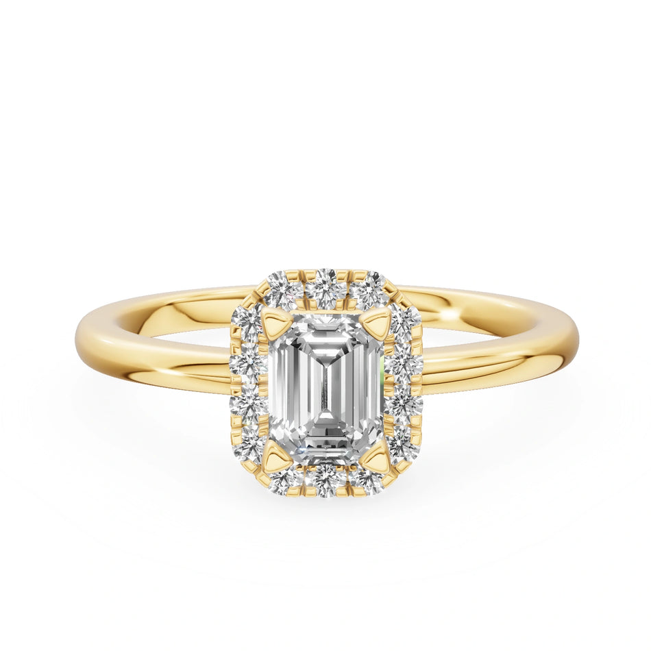 Yellow Gold 14K (585) Engagement Ring - Gremari Seven Aura with 0,50ct Lab Grown Diamond, Emerald Cut