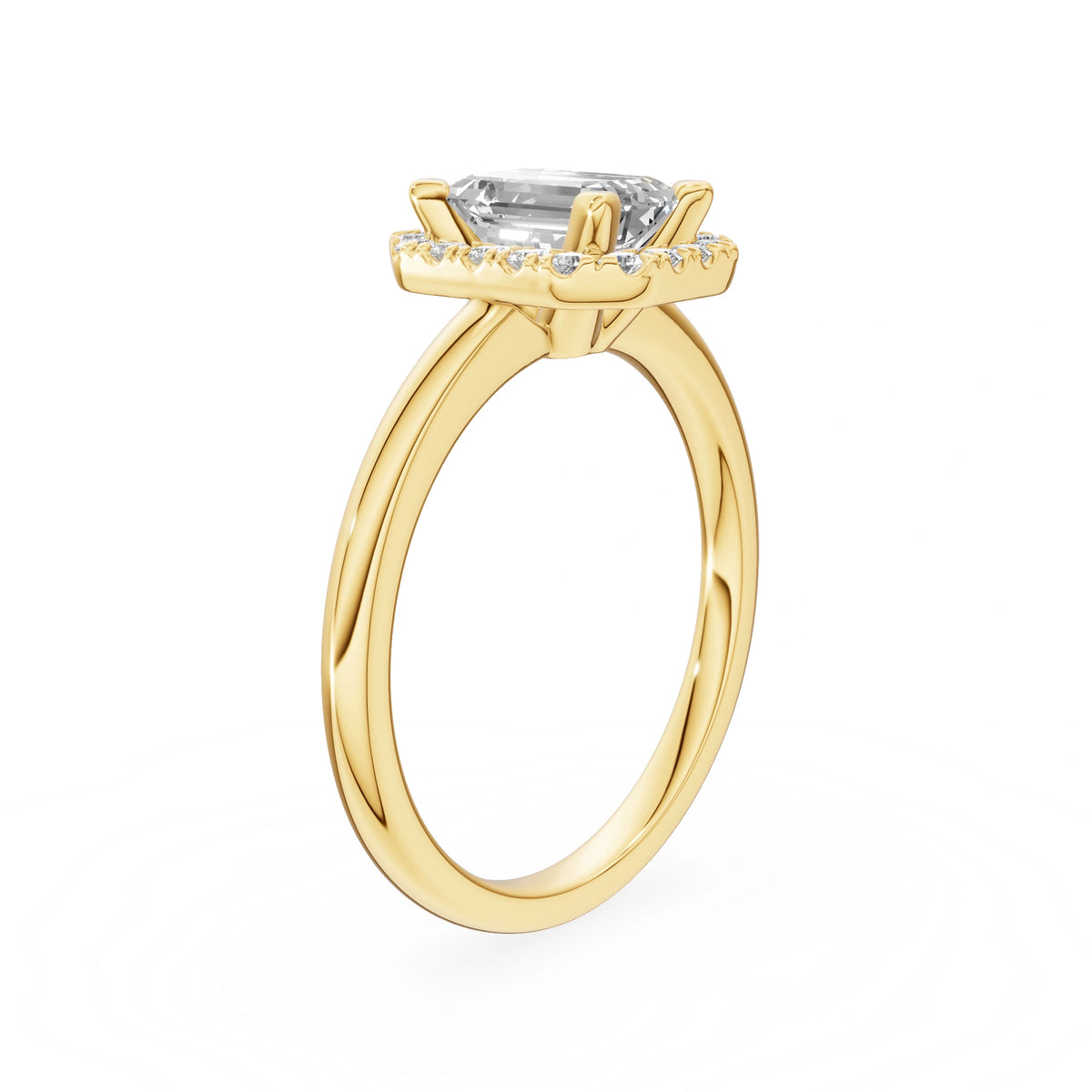 Yellow Gold 14K (585) Engagement Ring - Gremari Seven Aura with 1,00ct Lab Grown Diamond, Emerald Cut