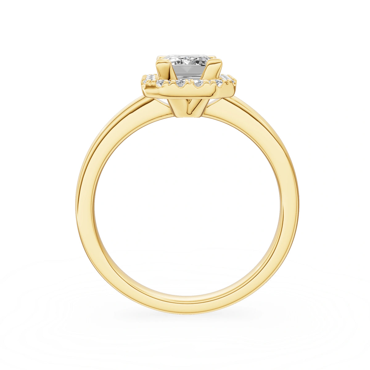Yellow Gold 14K (585) Engagement Ring - Gremari Seven Aura with 1,00ct Lab Grown Diamond, Emerald Cut