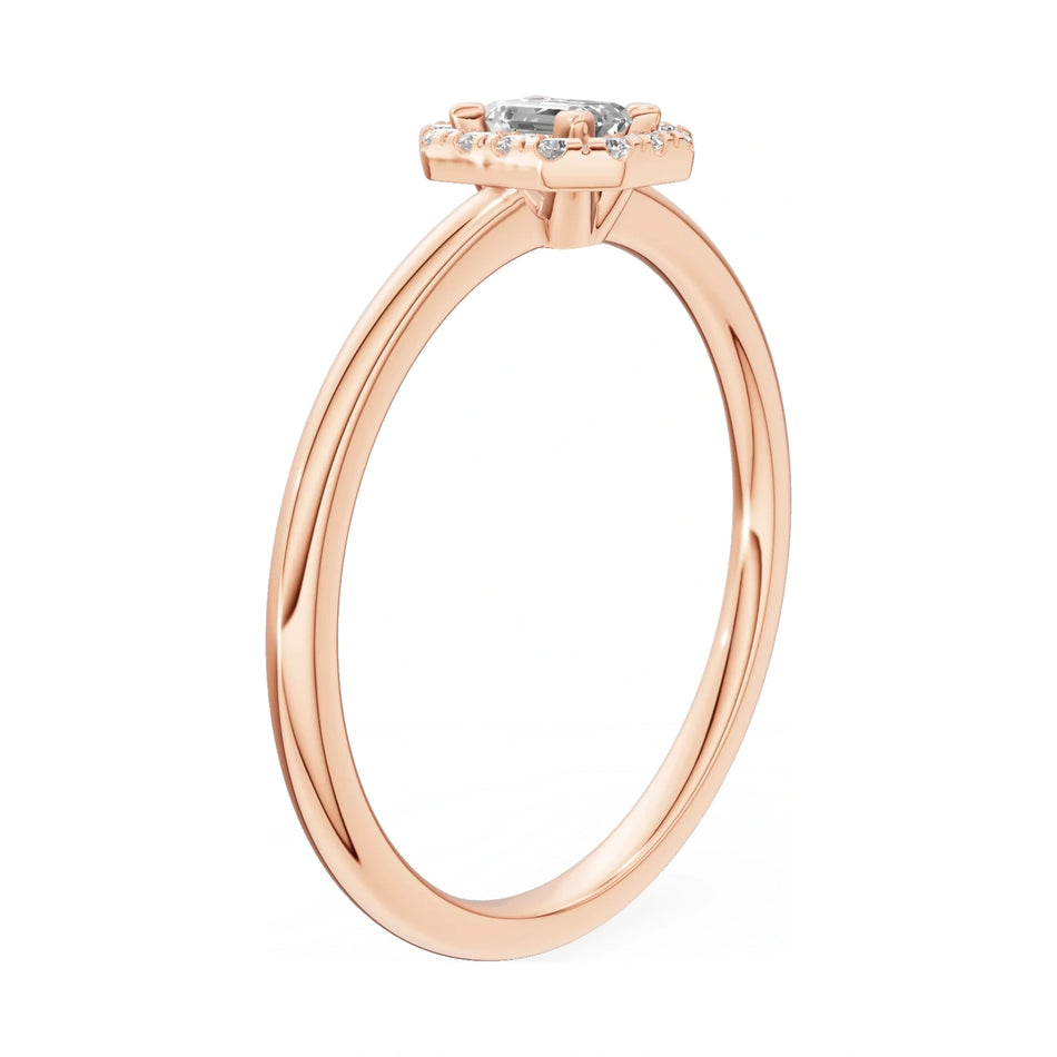 14K rose gold GREMARI Seven Aura ring with 0.15 ct emerald-cut natural diamond