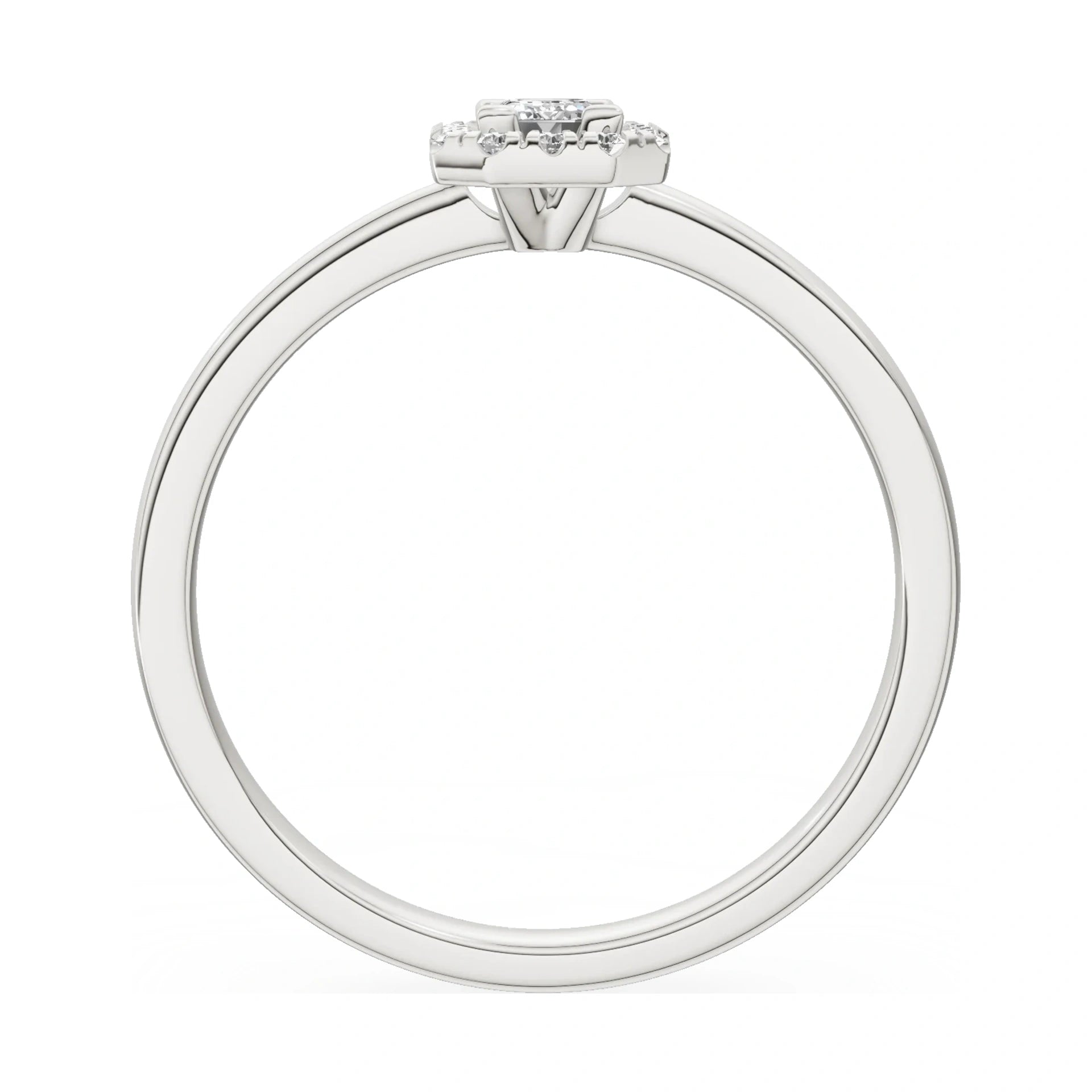 GREMARI Seven Aura emerald-cut natural diamond engagement ring in 14K white gold, 0.15 ct