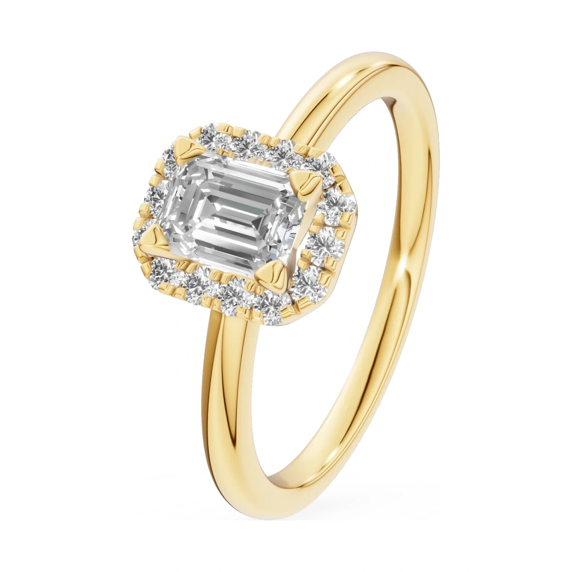 0.50 ct emerald-cut natural diamond GREMARI Seven Aura engagement ring in 14K yellow gold