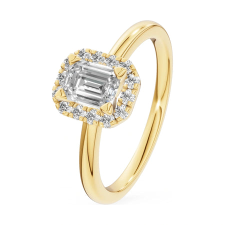 0.50 ct emerald-cut natural diamond GREMARI Seven Aura engagement ring in 14K yellow gold