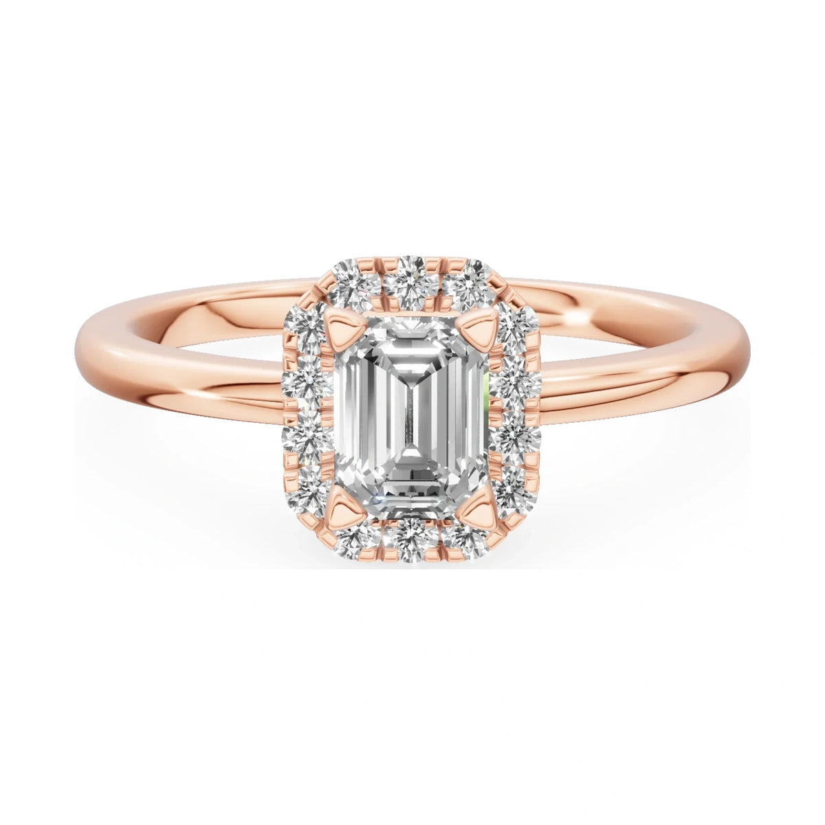 GREMARI Seven Aura 14K rose gold engagement ring with 0.50 ct emerald-cut natural diamond