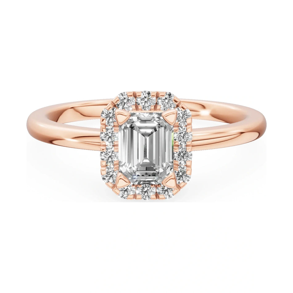 GREMARI Seven Aura 14K rose gold engagement ring with 0.50 ct emerald-cut natural diamond
