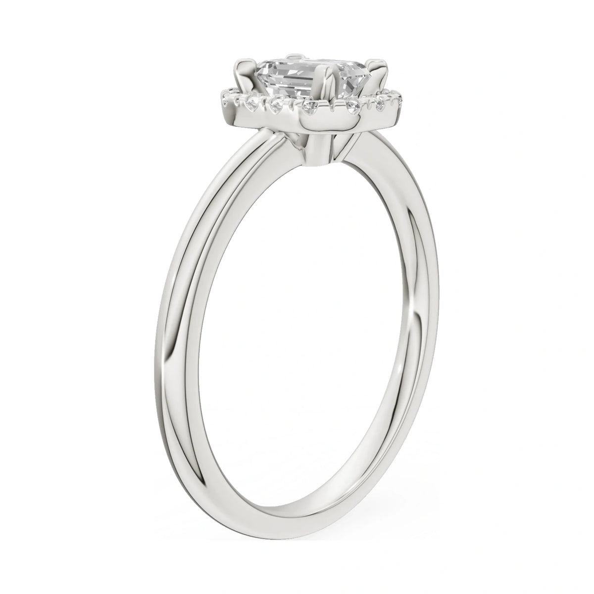 14K white gold GREMARI Seven Aura ring with 0.50 ct emerald-cut natural diamond