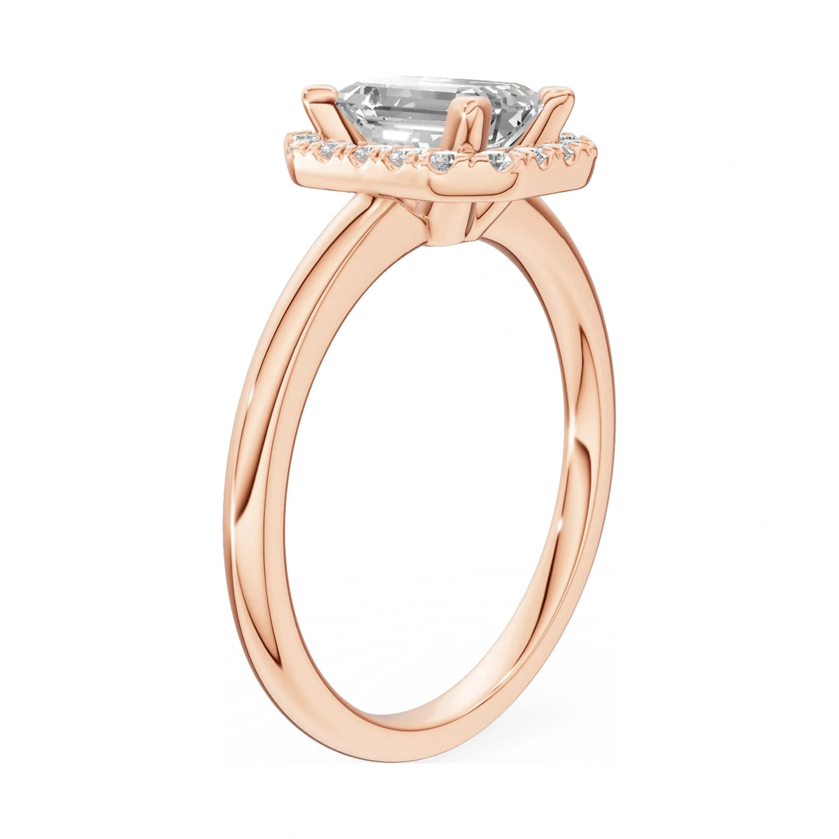 14K rose gold GREMARI Seven Aura ring with 1.00 ct emerald-cut natural diamond