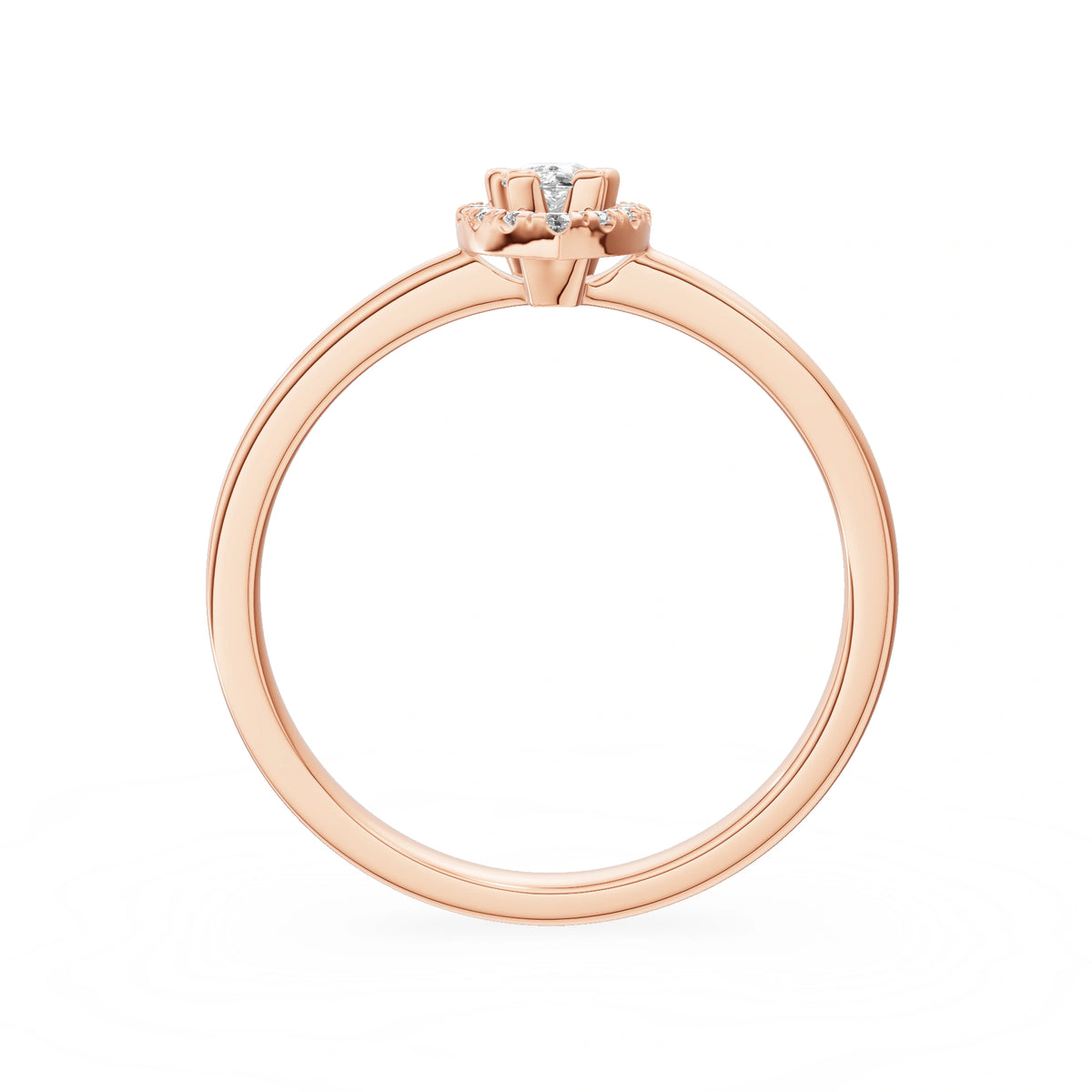 Bague de fiançailles en or rose 14K (585) - Gremari Seven Aura avec diamant cultivé en laboratoire 0,15 ct, taille poire