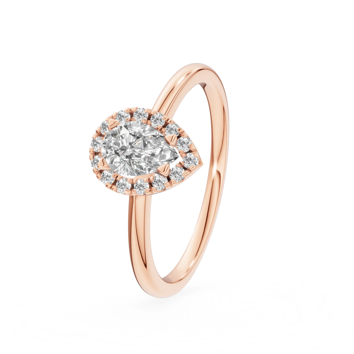 Rose Gold 14K (585) Engagement Ring - Gremari Seven Aura with 0,30ct Lab Grown Diamond, Pear Cut