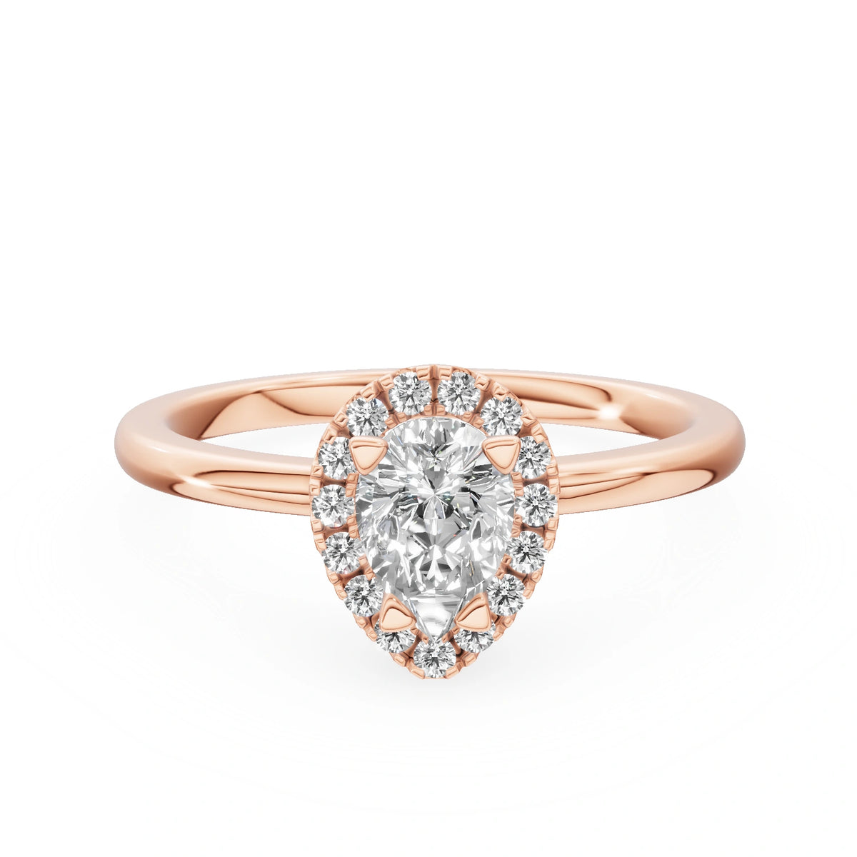 Bague de fiançailles en or rose 14K (585) - Gremari Seven Aura avec diamant cultivé en laboratoire 0,50 ct, taille poire