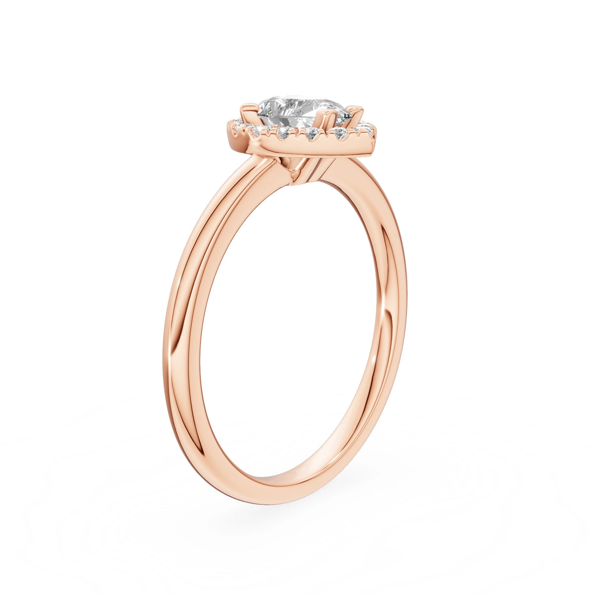 Bague de fiançailles en or rose 14K (585) - Gremari Seven Aura avec diamant cultivé en laboratoire 0,50 ct, taille poire