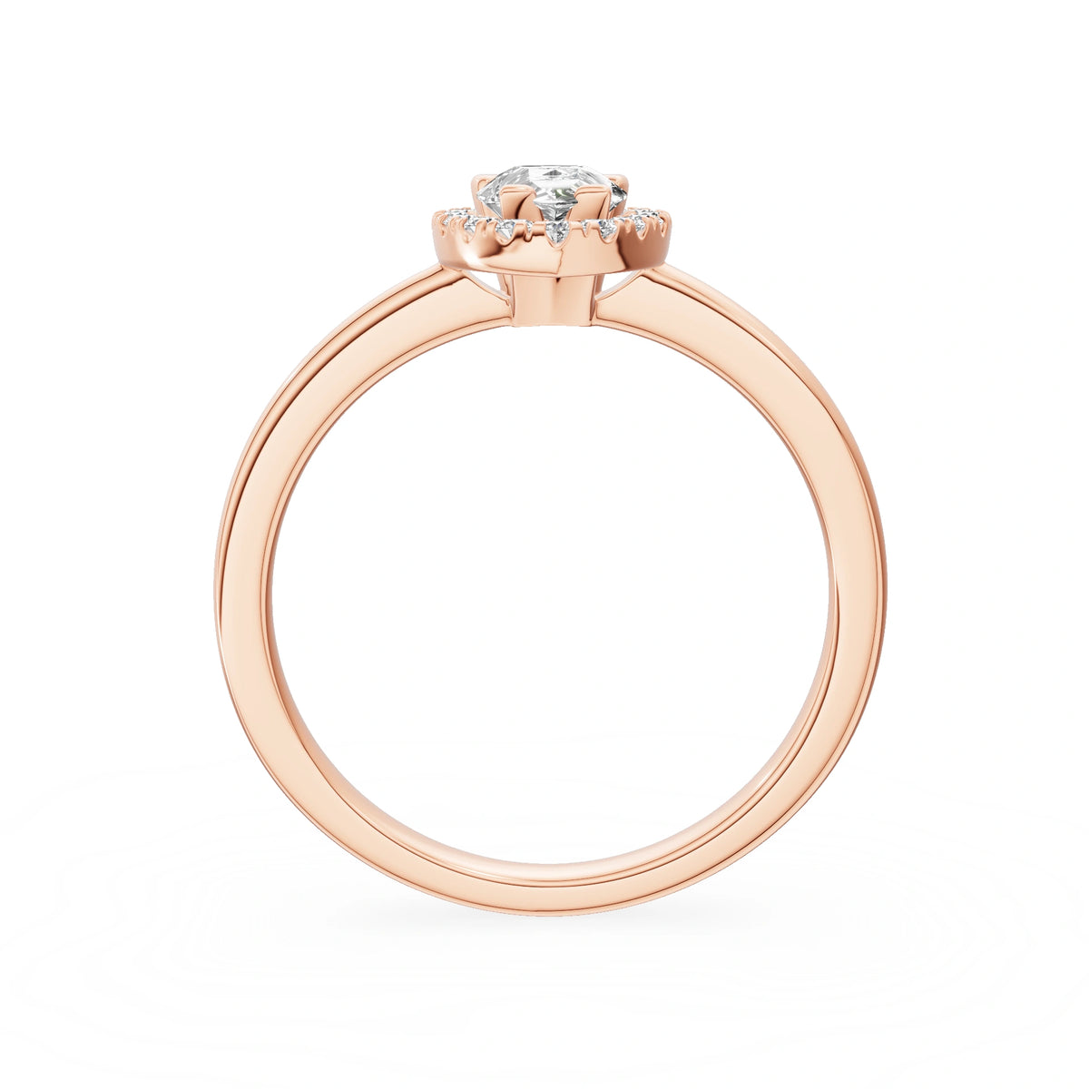 Bague de fiançailles en or rose 14K (585) - Gremari Seven Aura avec diamant cultivé en laboratoire 0,50 ct, taille poire