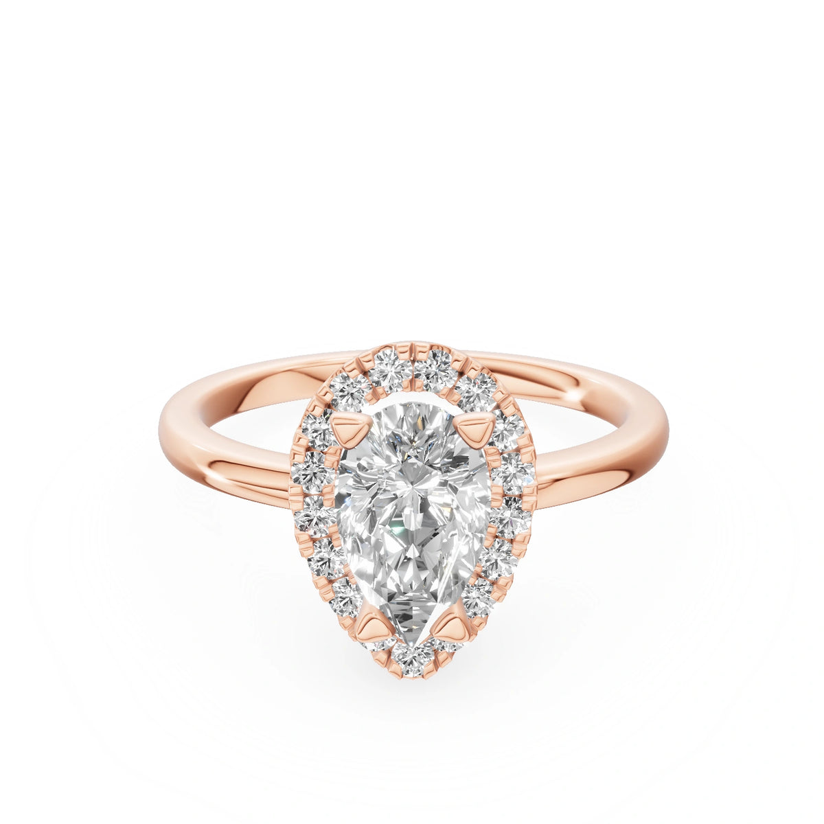 Gremari Seven Aura Verlobungsring aus Roségold mit 1,00 ct Labordiamant – Pear