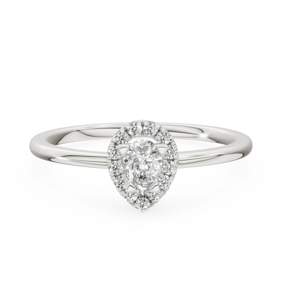 Gremari Seven Aura zásnubní prsten z bílého zlata s 0,15 ct lab-grown diamantem – Pear