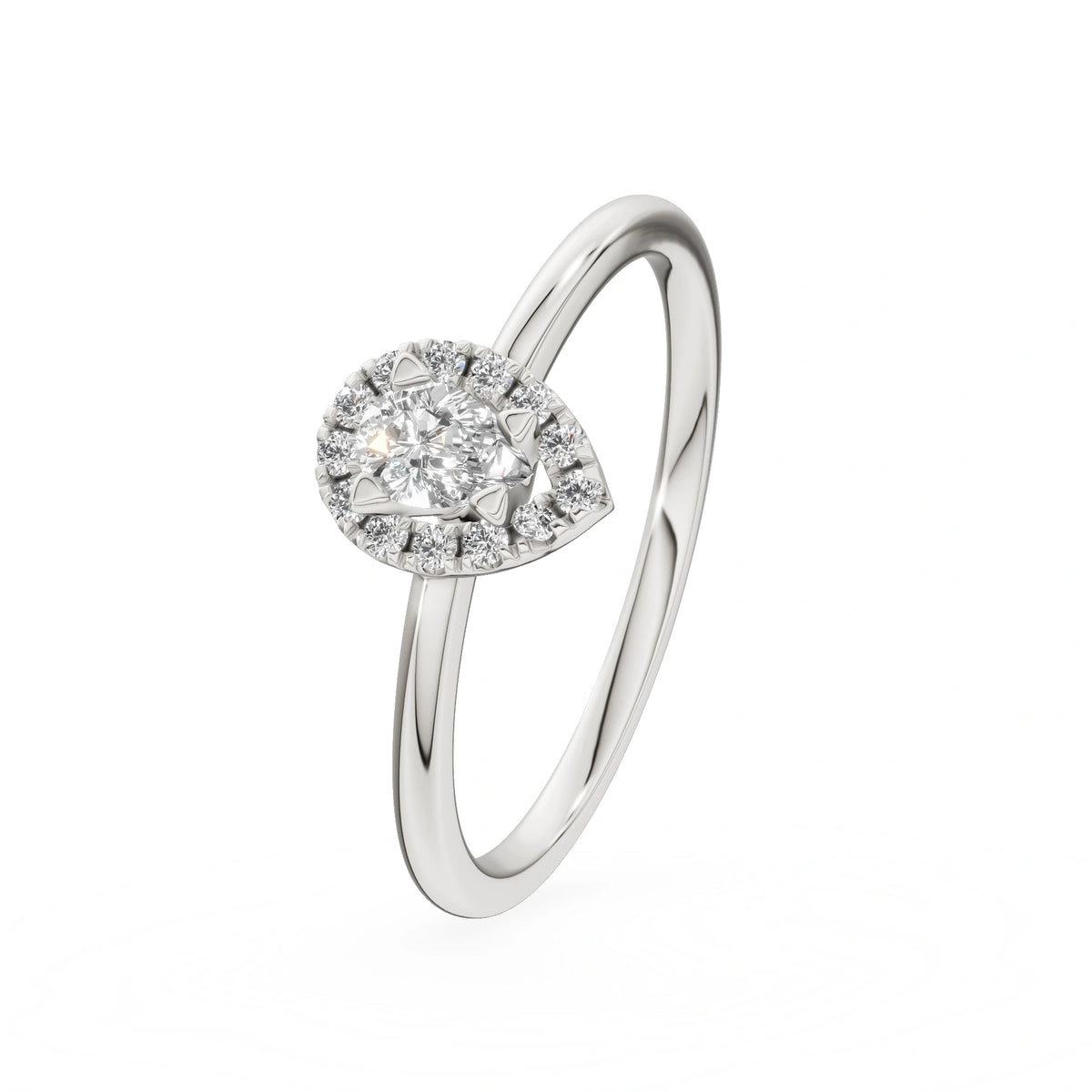Gremari Seven Aura zásnubní prsten z bílého zlata s 0,15 ct lab-grown diamantem – Pear