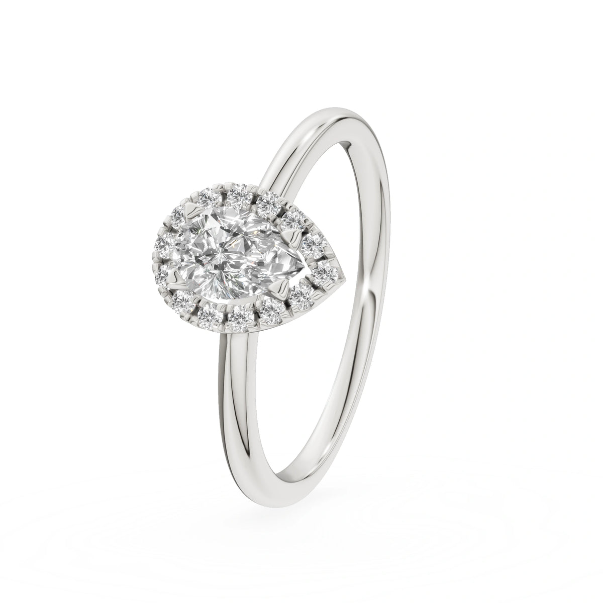 White Gold 14K (585) Engagement Ring - Gremari Seven Aura with 0,30ct Lab Grown Diamond, Pear Cut
