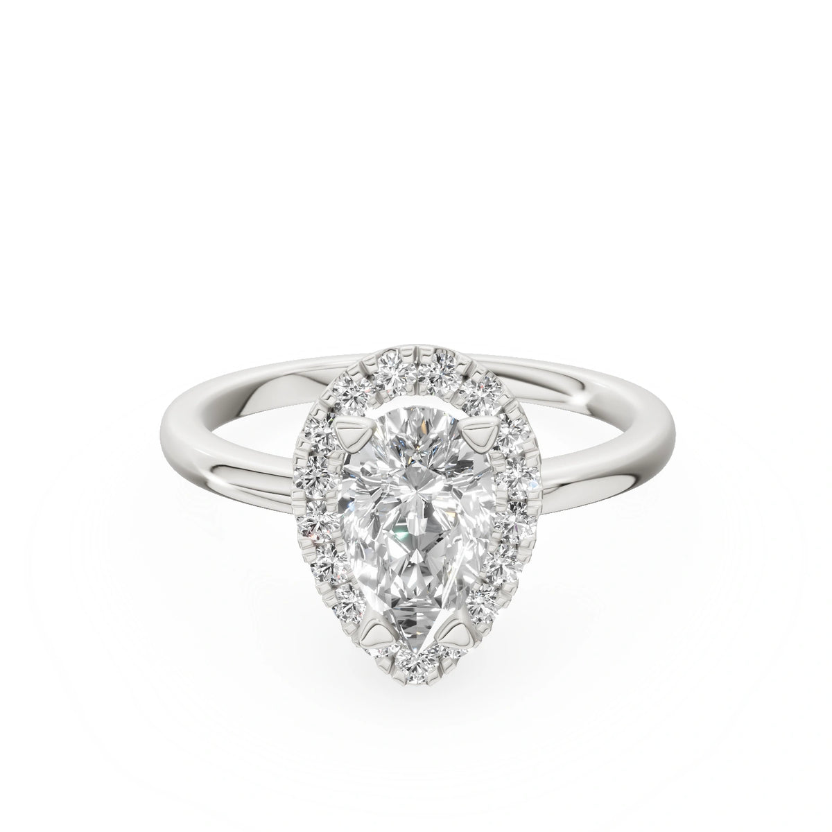 White Gold 14K (585) Engagement Ring - Gremari Seven Aura with 1,00ct Lab Grown Diamond, Pear Cut
