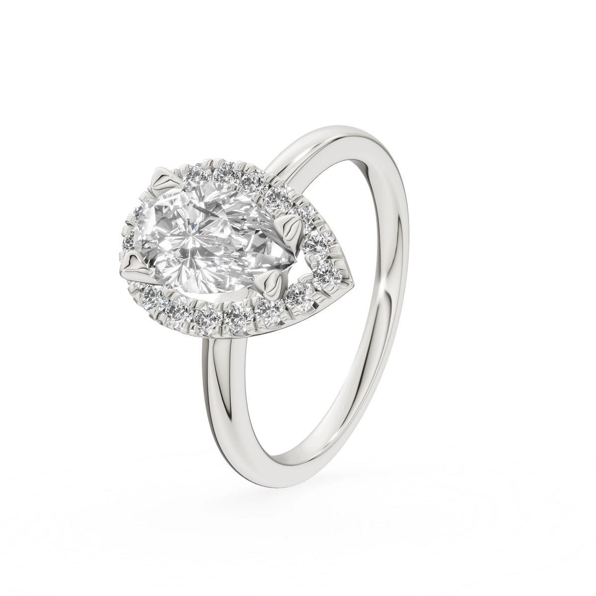 White Gold 14K (585) Engagement Ring - Gremari Seven Aura with 1,00ct Lab Grown Diamond, Pear Cut