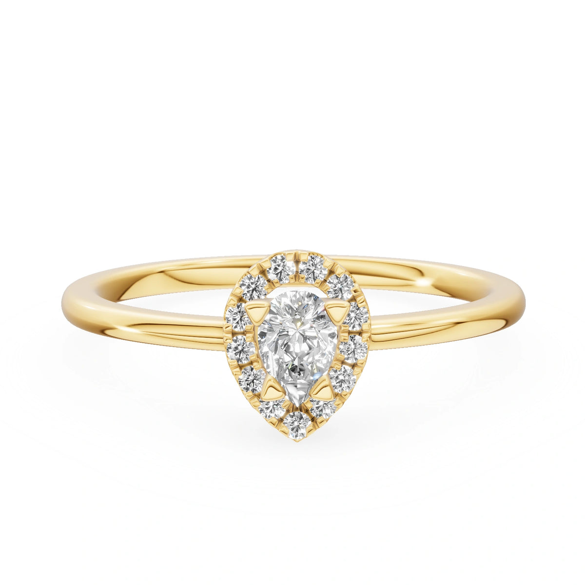 Bague de fiançailles en or jaune 14 carats (585) - Gremari Seven Aura avec diamant cultivé en laboratoire 0,15 ct, taille poire