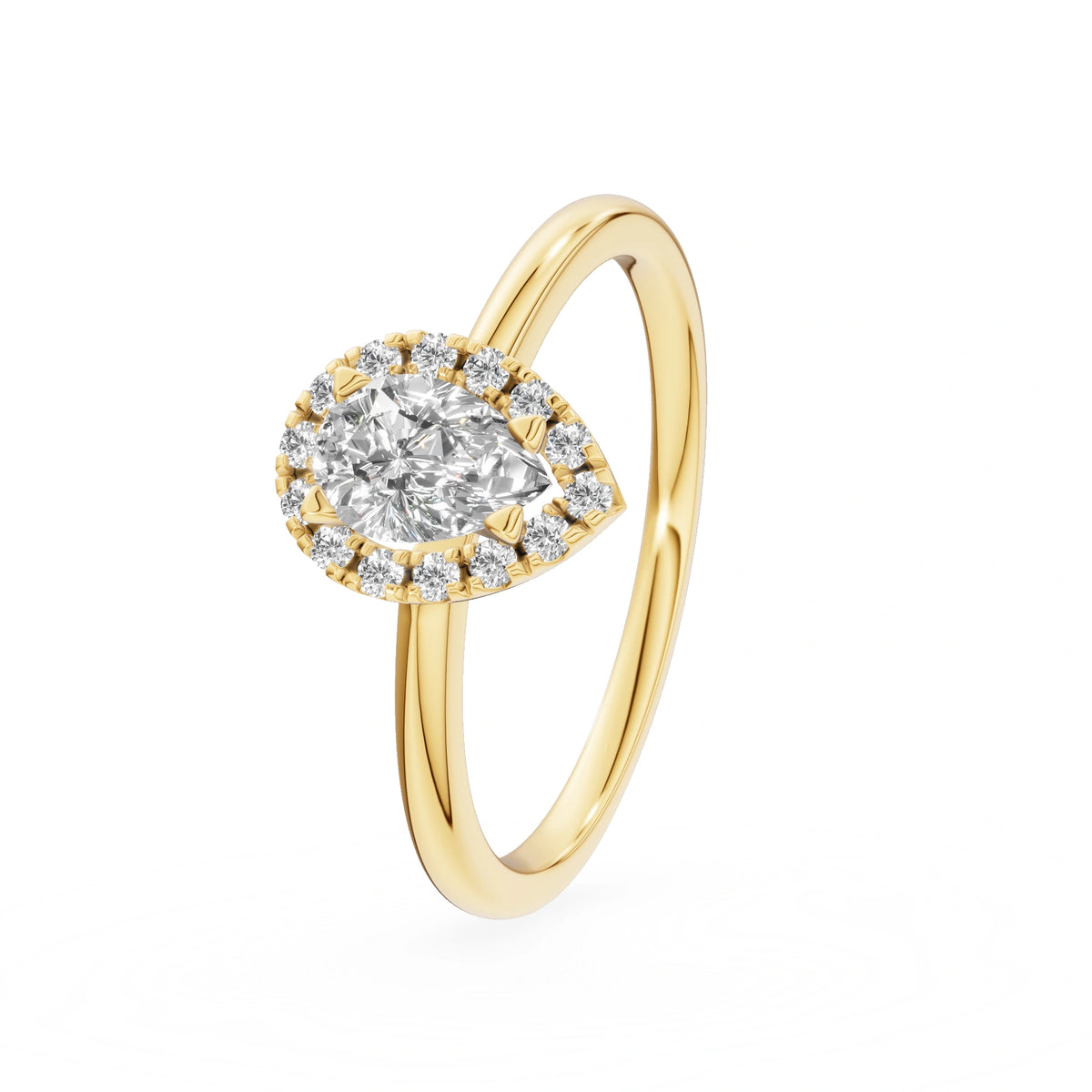 Bague de fiançailles en or jaune 14 carats (585) - Gremari Seven Aura avec diamant cultivé en laboratoire 0,30 ct, taille poire