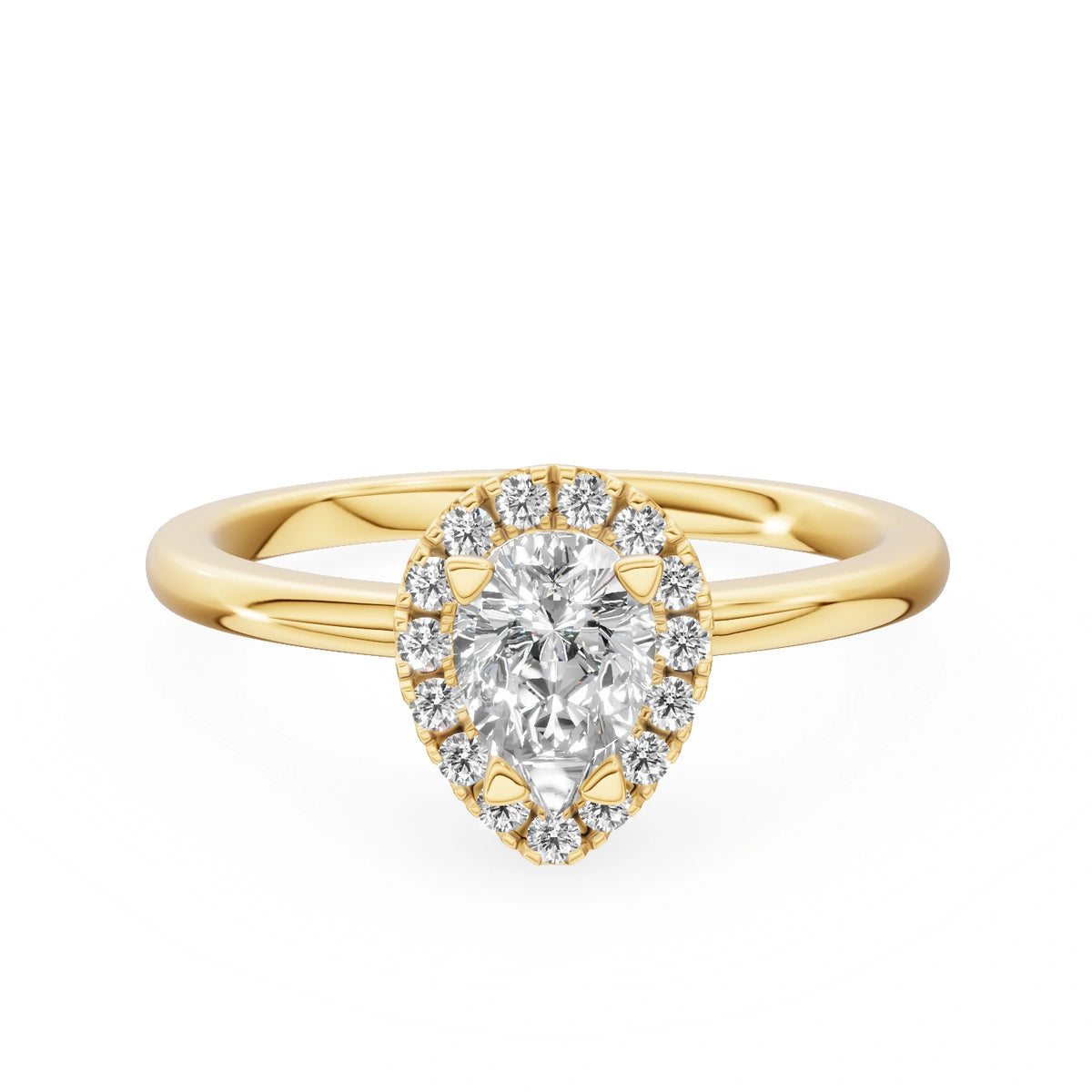 Bague de fiançailles en or jaune 14 carats (585) - Gremari Seven Aura avec diamant cultivé en laboratoire 0,50 ct, taille poire