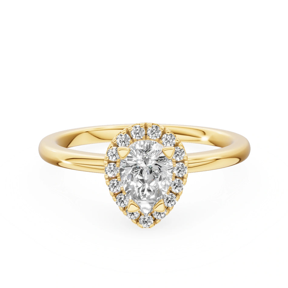 Yellow Gold 14K (585) Engagement Ring - Gremari Seven Aura with 0,50ct Lab Grown Diamond, Pear Cut