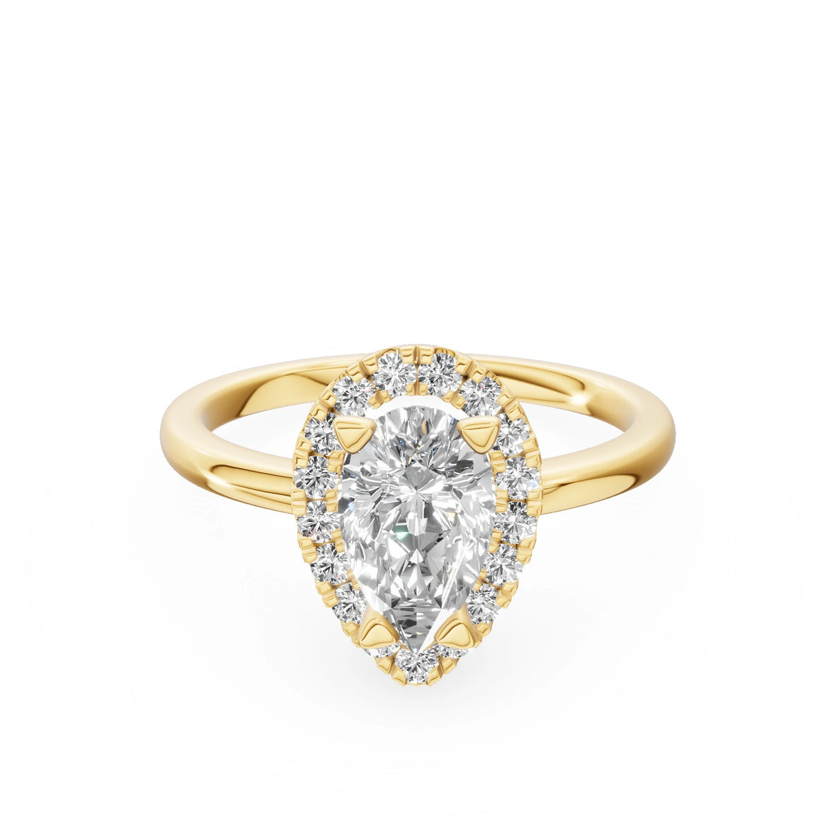 Gremari Seven Aura Verlobungsring aus Gelbgold mit 1,00 ct Labordiamant – Pear