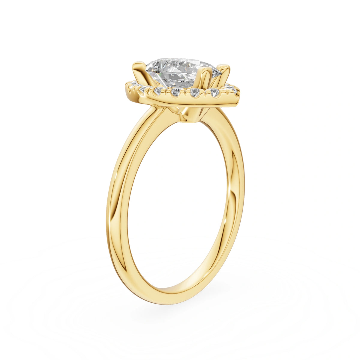 Gremari Seven Aura Verlobungsring aus Gelbgold mit 1,00 ct Labordiamant – Pear