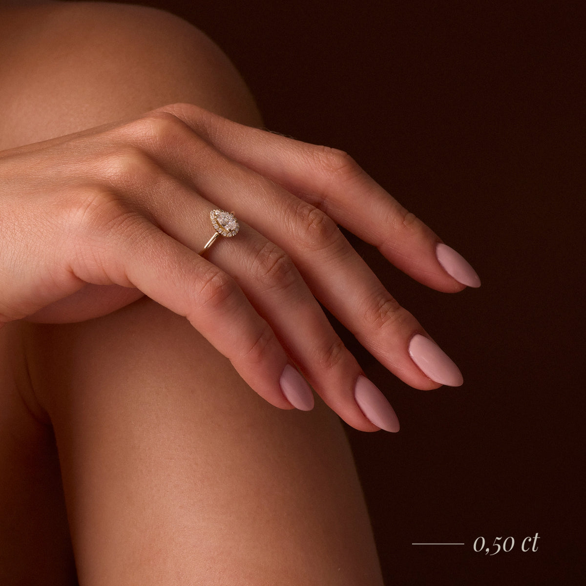 White Gold 14K (585) Engagement Ring - Gremari Seven Aura with 1,00ct Lab Grown Diamond, Pear Cut