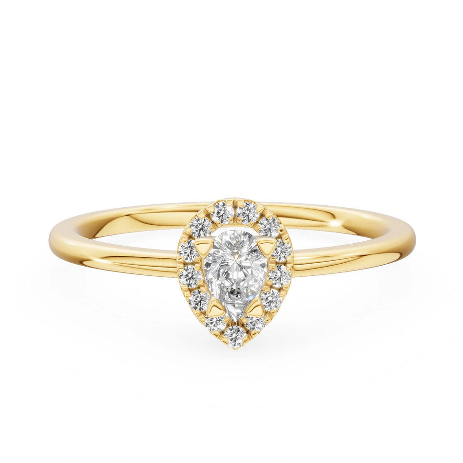 Bague de fiançailles en or jaune 14K (585) - Gremari Seven Aura avec diamant de 0,15 ct, taille poire