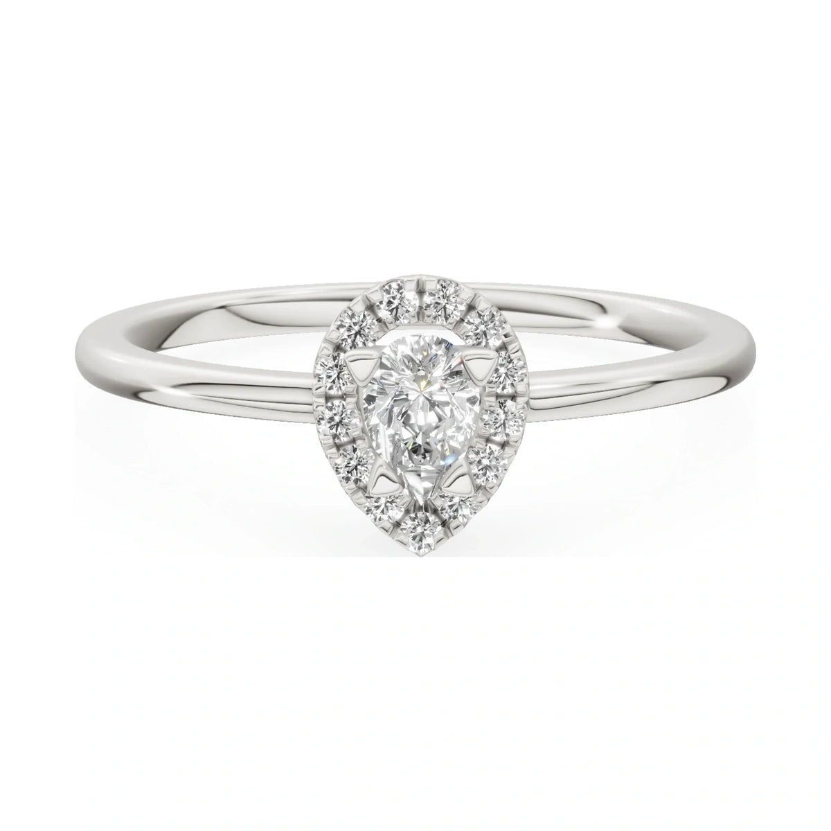 GREMARI Seven Aura 14K white gold engagement ring with 0.15 ct pear-cut natural diamond