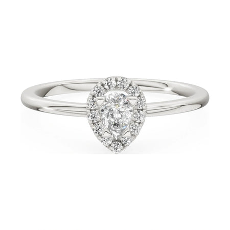 GREMARI Seven Aura 14K white gold engagement ring with 0.15 ct pear-cut natural diamond
