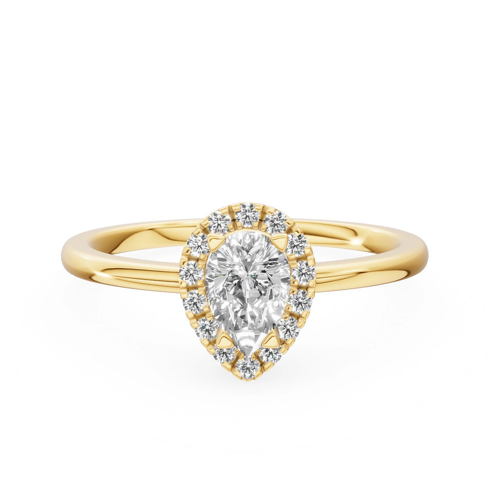 Bague de fiançailles en or jaune 14K (585) - Gremari Seven Aura avec diamant de 0,30 ct, taille poire