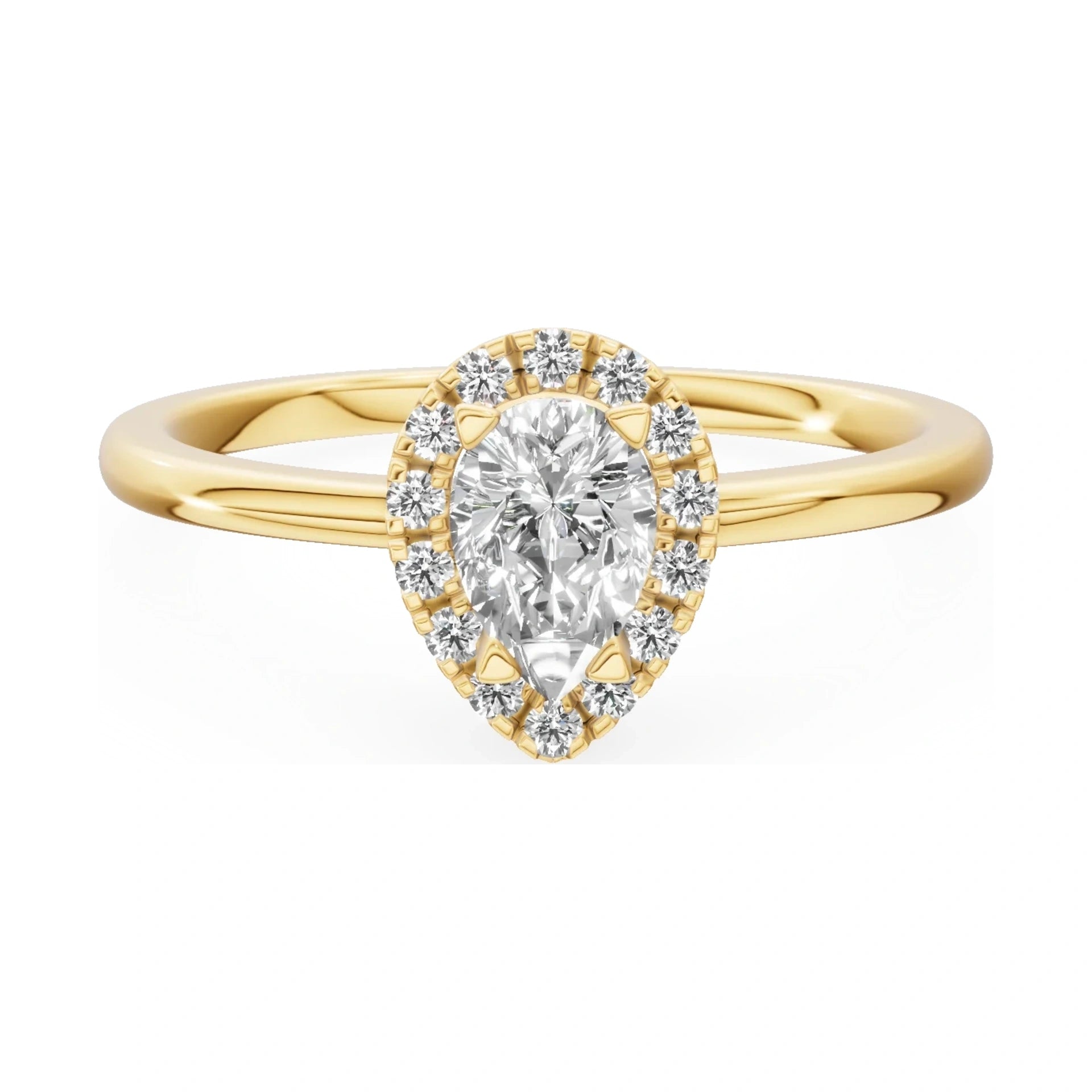 GREMARI Seven Aura 14K yellow gold engagement ring with 0.30 ct pear-cut natural diamond