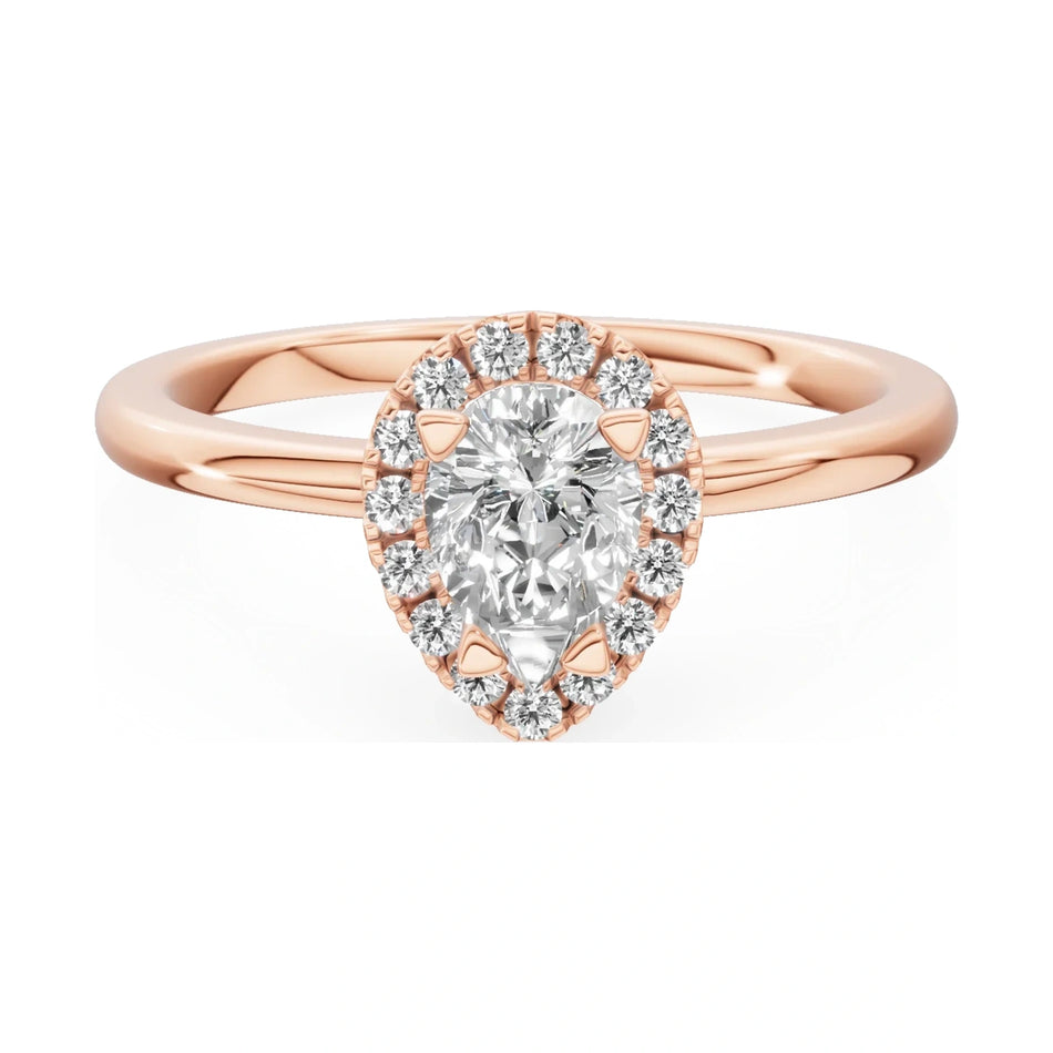 GREMARI Seven Aura 14K rose gold engagement ring with 0.50 ct pear-cut natural diamond