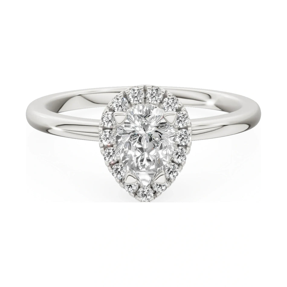 GREMARI Seven Aura 14K white gold engagement ring with 0.50 ct pear-cut natural diamond