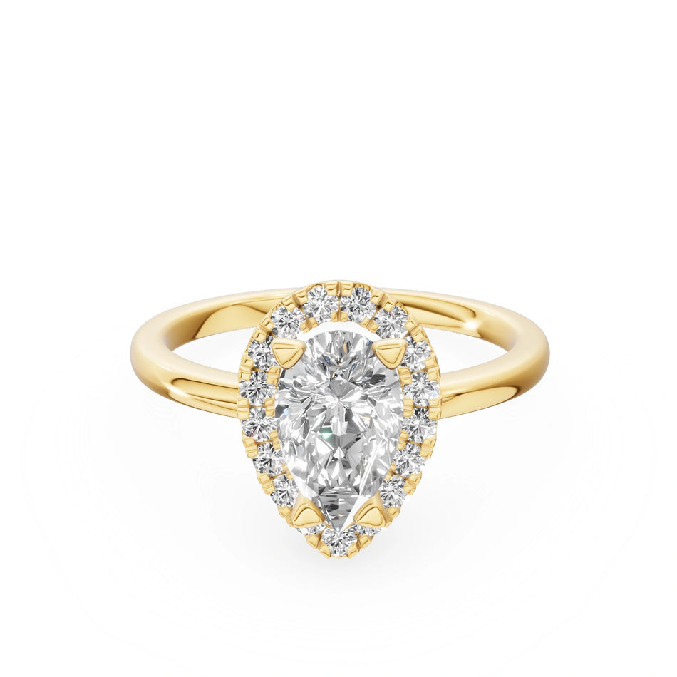 Gremari Seven Aura Verlobungsring aus Gelbgold mit 1,00 ct Naturdiamant – Pear