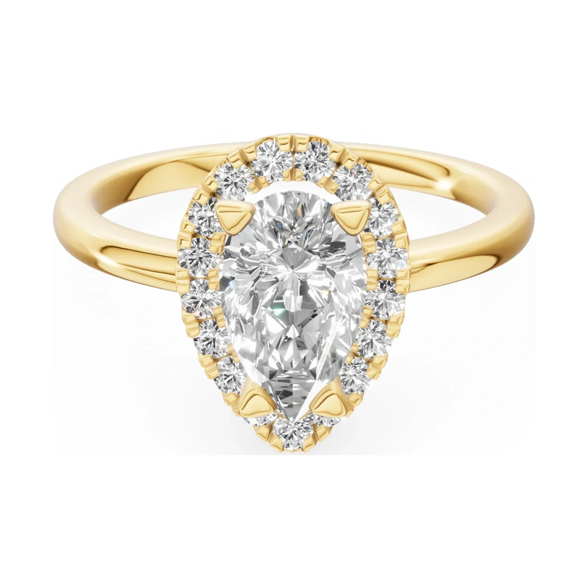 GREMARI Seven Aura 14K yellow gold engagement ring with 1.00 ct pear-cut natural diamond