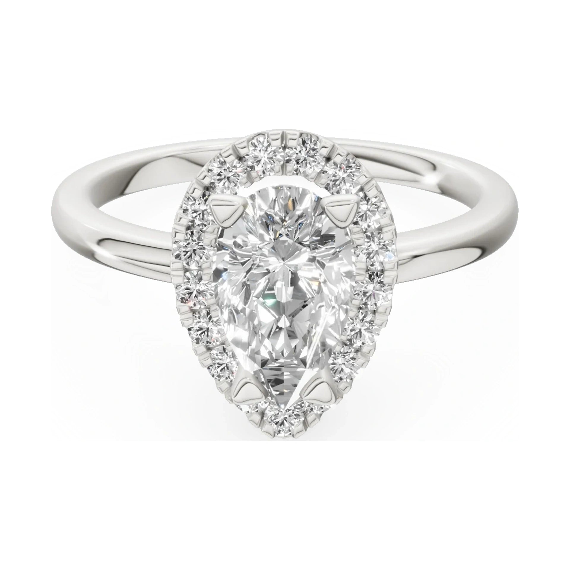 GREMARI Seven Aura 14K white gold engagement ring with 1.00 ct pear-cut natural diamond