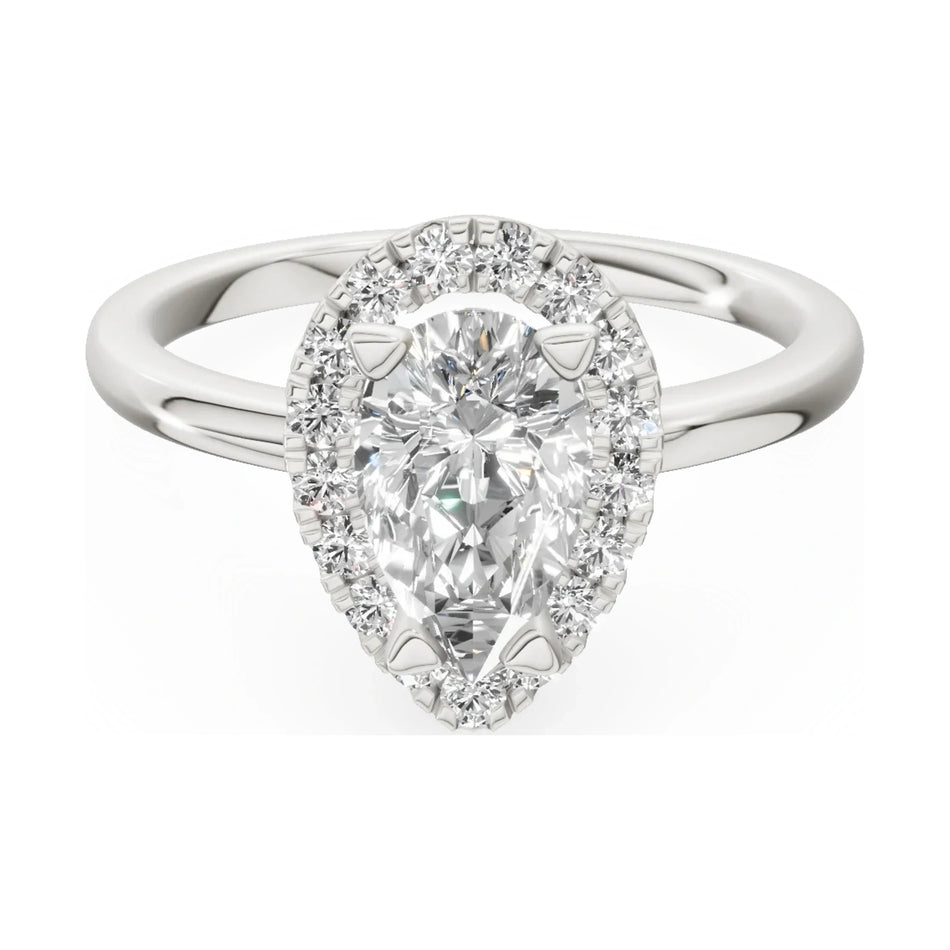 GREMARI Seven Aura 14K white gold engagement ring with 1.00 ct pear-cut natural diamond