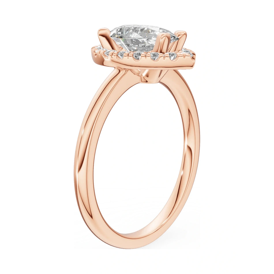 14K rose gold GREMARI Seven Aura ring with 1.00 ct pear-cut natural diamond